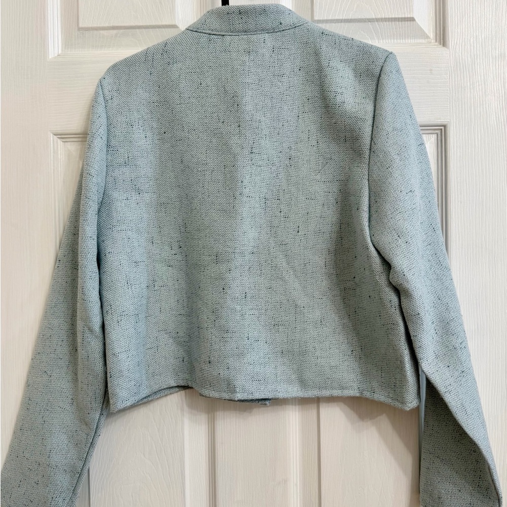 Women's Light Blue Tweed Skirt Set - Elegant Two-Piece - Picture 7 of 11